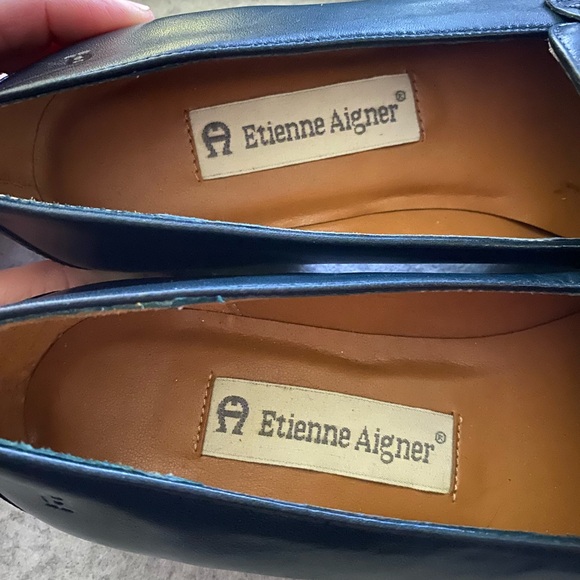 Etienne Aigner Vintage "Michele" Blue Leather Penny Loafers - Picture 3 of 8